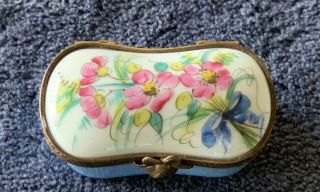 Vintage Peint Main French Limoges Jewelry Box Hand Painted Floral