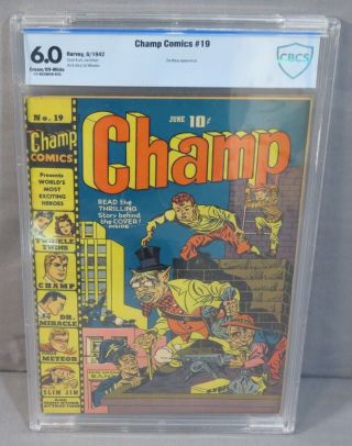 Champ Comics (wasp,  Dr Miracle) Cbcs 6.  0 Fn Harvey 1942 Rare Golden Age Book Cgc