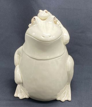 Fitz & Floyd Vintage Frog With Baby Cookie Jar Very Rare In