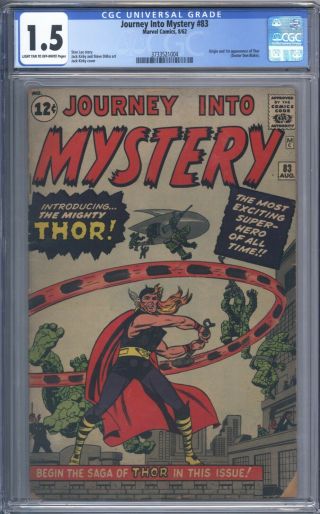 Journey Into Mystery 83 Cgc 1.  5 Really Looking Book 1st App Of Thor