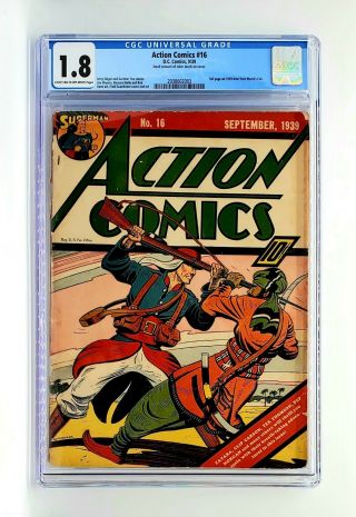 Action Comics 16 - Cgc 1.  8 Dc 1939 - (superman) York 