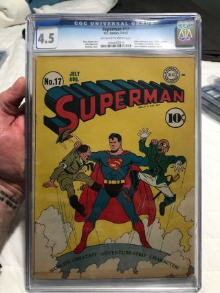 Superman 17 Cgc 4.  5 Off White To White Pages From 1942 Hitler Hirohito Cover
