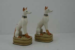 RARE Andrea by Sadek Greyhound Whippet Dog Bookends Vtg Ceramic Art Deco Pair 2