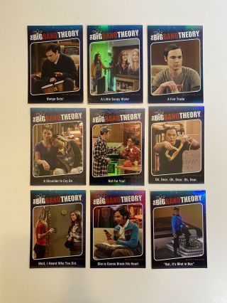 Complete Set Of 1 - 9 2013 The Big Bang Theory Season 5 Quotables Trading Cards