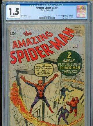 1963 Marvel Spider - Man 1 1st Jonah Jameson & Chameleon Cgc 1.  5 Ow