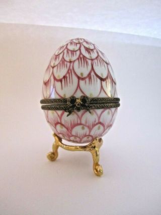 Signed & Numbered Easter Egg W/stand Peint Main Limoges France Trinket Box