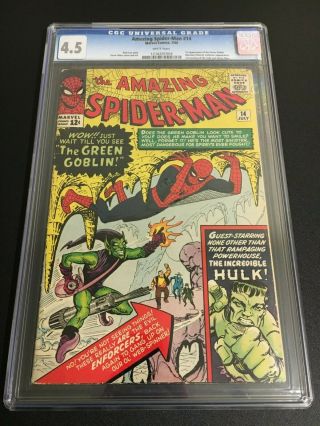 Spider - Man 14 Cgc 4.  5 White Pages - 1st Appearance Of Green Goblin