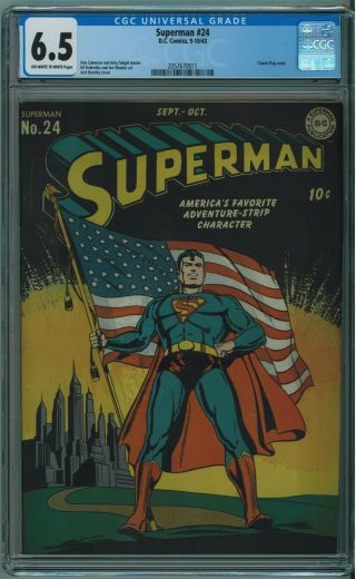 Superman 24 Cgc 6.  5 Classic Flag Cover Ow/w Pgs 1943
