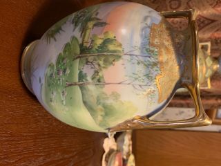 Nippon Old Maple Leaf Scenic Vase 8 1/2 in by 6in 2