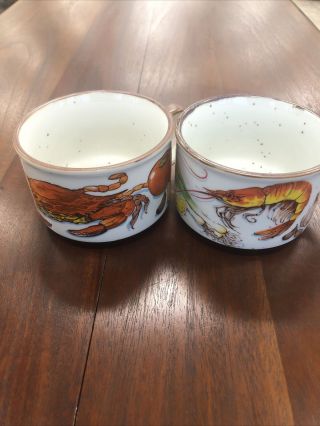 2 D.  H.  Holmes Soup Mug Bowl Crab Chowder Gumbo French Onion Handled Japan 4in