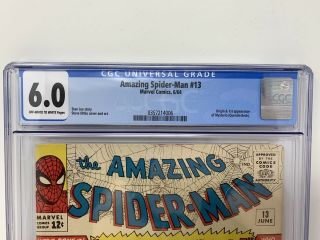 Spider - Man 13 CGC 6.  0 Blue Label 1st Appearance of Mysterio OW/White 2