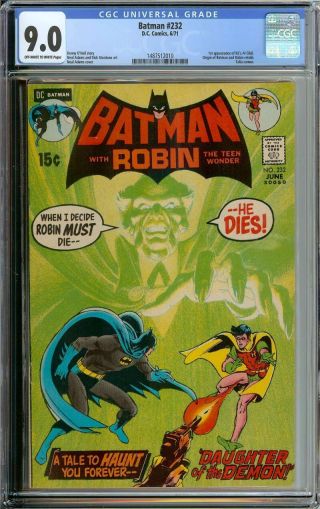 Batman 232 Cgc 9.  0 Ow/wh Pages // 1st Appearance Of Ra 