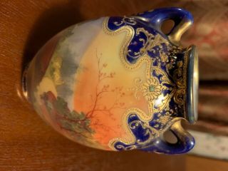 Nippon Old Maple Leaf Scenic Vase 41/2 in by 3 in 2