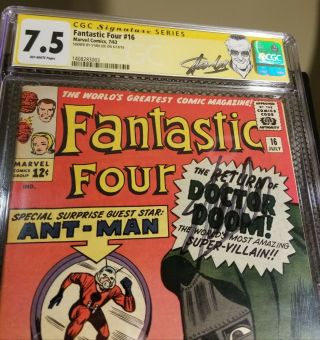 Fantastic Four 16 CGC 7.  5 SS Stan Lee Label Doctor Dr Doom Ant - Man Signature 2