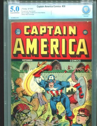 Captain America Comics 30 Cbcs 5.  0 Classic Bucky Bondage Cover Cgc Timely 1943