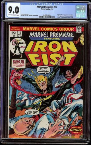 Marvel Premiere 15 Cgc 9.  0 Ow/w (marvel,  1974) 1st Appearance Iron Fist