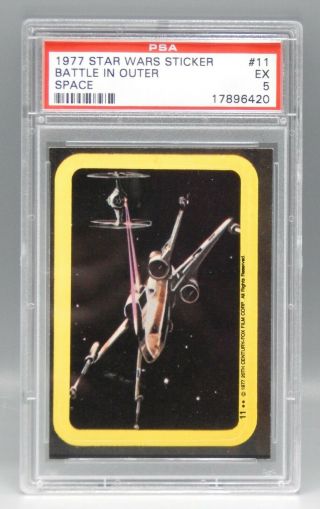 X - Wing Tie Psa 5 Topps Star Wars Sticker Card 11 1977 Vintage Blue