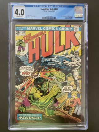 The Incredible Hulk 180 Comic Book Cgc 4.  0 Marvel 1974 1st Wolverine Cameo