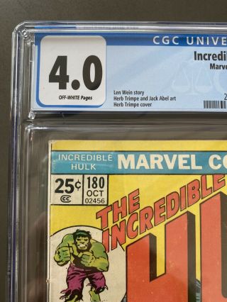 The Incredible Hulk 180 Comic Book CGC 4.  0 Marvel 1974 1st Wolverine Cameo 2