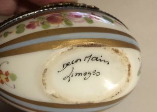 Vintage Limoges Trinket - Egg Shaped Box Decorated with Roses 3