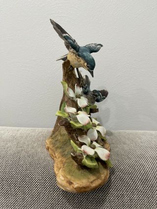 Vintage Japanese Andrea by Sadek Porcelain Birds Figurine Blue Gray Gnatcatchers 2