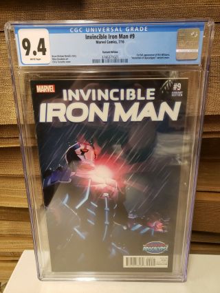 Invincible Iron Man 9 Variant 1st App Of Riri Williams Cgc 9.  4 Marvel 2016