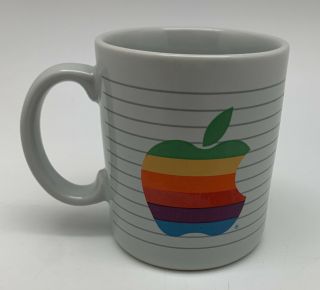 Vintage 1980s Apple Macintosh Computers Rainbow Logo Ceramic Mug Made In Usa