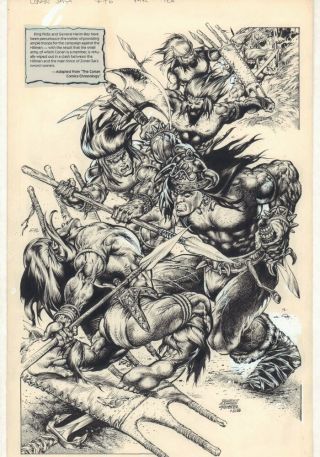 Conan Saga 76 P.  10 - Action Splash - 1993 Signed Art By Rey Garcia