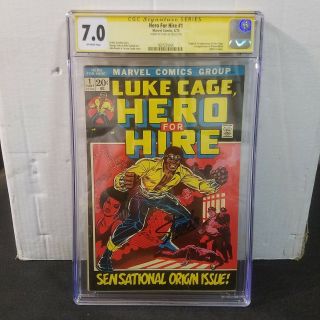 Luke Cage Hero For Hire 1 Cgc 7.  0 Ss Signed Stan Lee
