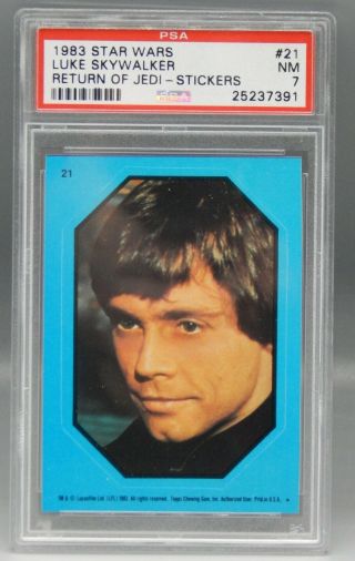 Luke Skywalker Psa 7 Topps Star Wars Return Of The Jedi Card Sticker 11 1983