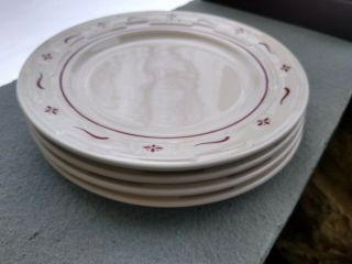 Longaberger Pottery Woven Traditions - 4 Heritage Red 9 Inch Plates - Usa