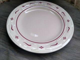 Longaberger Pottery Woven Traditions - 4 heritage RED 9 inch Plates - USA 3
