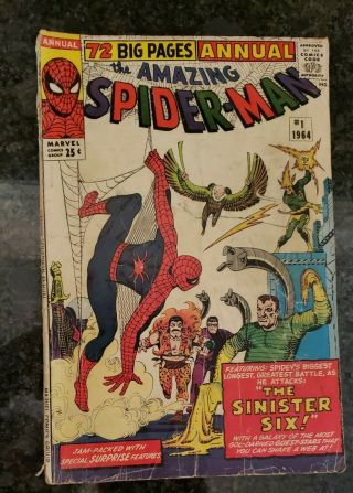 1964 Silver Age Spider - Man Annual 1st Sinister Six /original Owner