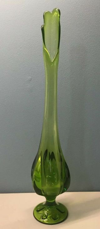 Mcm Vintage 22 1/4 " Green Stretch Swung Glass Tall Vase Viking
