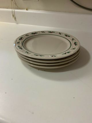 Longaberger Traditional Holly Luncheon Plates (set Of 4)