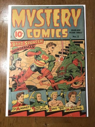 Mystery Comics 2 Golden Age Comic Book Schomburg Rare 1944 Classic Cover Fn 6.  0