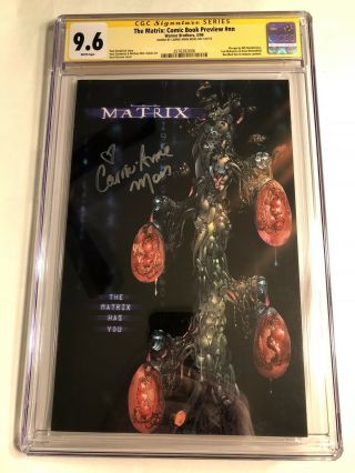 Cgc Ss 9.  6 The Matrix Comic Book Preview Signed By Carrie - Anne Moss Not 9.  8