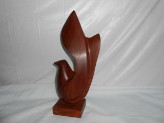 Vintage Mid Century Modern Abstract Carved Wood Bird Sculpture 15 " Danish Art