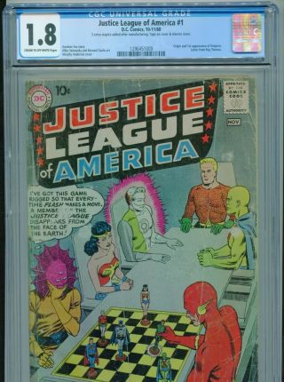 1960 Dc Justice League Of America 1 1st Appearance Despero Cgc 1.  8 Cr - Ow