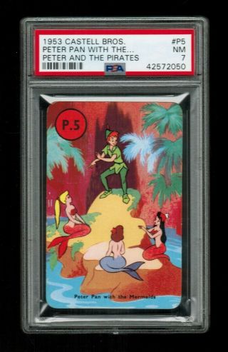 Psa 7 " Peter Pan With The Mermaids " 1953 Disney Peter Pan Castell Card P5