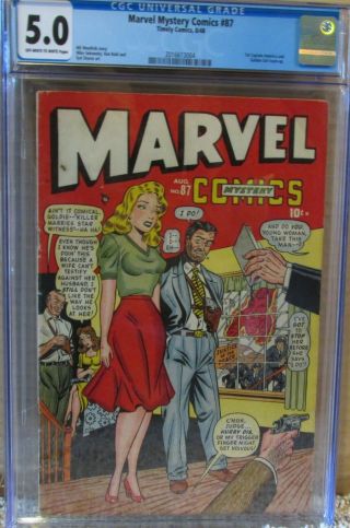 Marvel Mystery Comics 87 Cgc 5.  0,  1948,  1st Captain America & Golden Girl T - Up