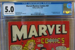 MARVEL MYSTERY COMICS 87 CGC 5.  0,  1948,  1st CAPTAIN AMERICA & GOLDEN GIRL T - up 2