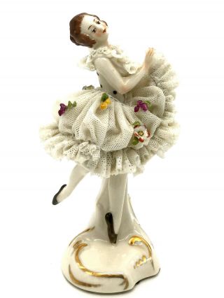 Franz Wittwer Dresden Porcelain Lace Ballerina Figurine Made In Germany 5 "