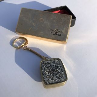 Sankyo Clover Vintage Musical Key Chain Music Box Key Ring Mcm Japan