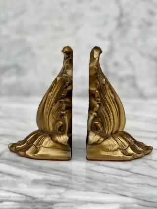 Vintage French Rococo Brass Colored Metal Bookends by Philadelphia Mfg - a Pair 3