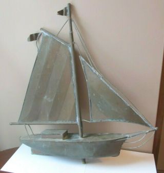 Antique Vintage Copper Sailbox Weathervane Folk Art 21 1/2 " X 22 "