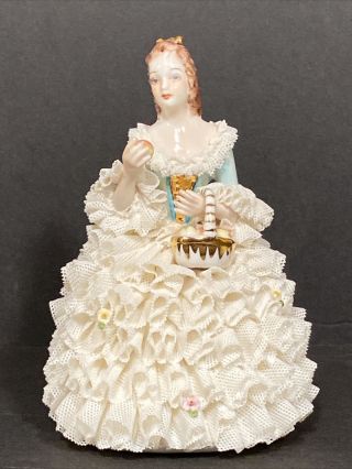 Muller Volkstedt Irish Dresden Porcelain Figurine “delicious” 5 3/4”