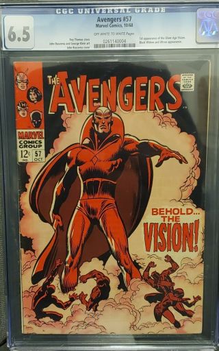 Avengers 57 Cgc 6.  5 1st App Of The Silver Age Vision Wandavision Show Coming