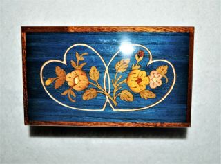 Vintage Inlaid Wood Music Box Jewelry Box Italy Romance/reuge Switzerland