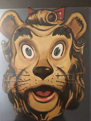 Wizard Of Oz 1939 Vintage Halloween Paper Mask Cowardly Lion W/ Rubber Bands